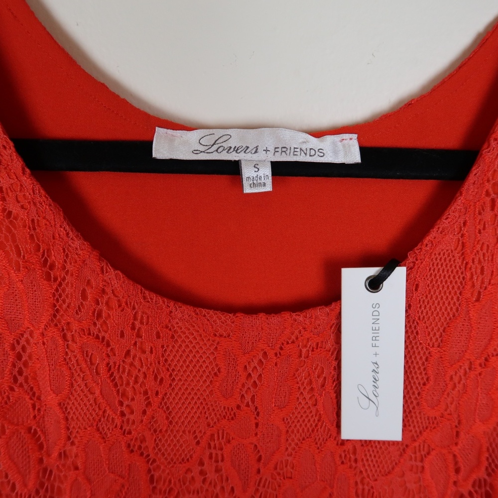 NWT Lovers & Friends Red Lace Peplum Tank Top S - Picture 2 of 6